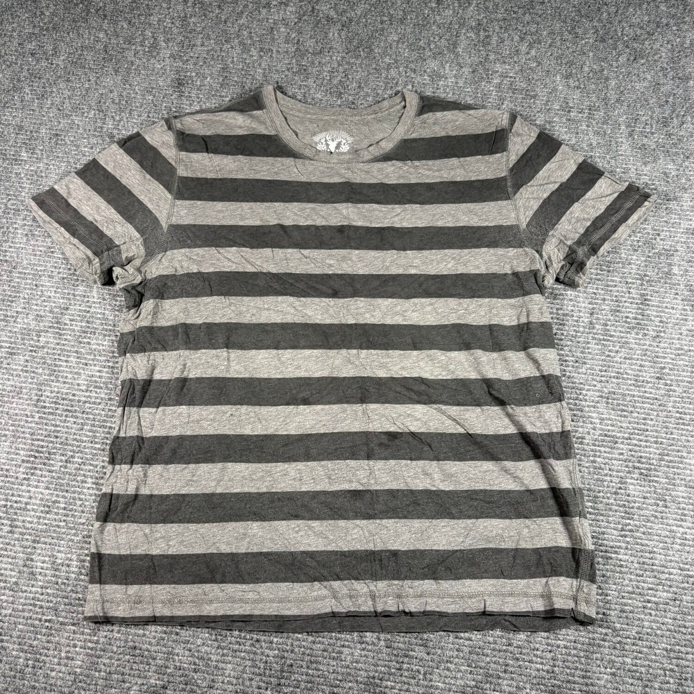 Roebuck & Co. T-Shirt Men XXL Gray Excellent Striped Short Sleeve Crew Neck